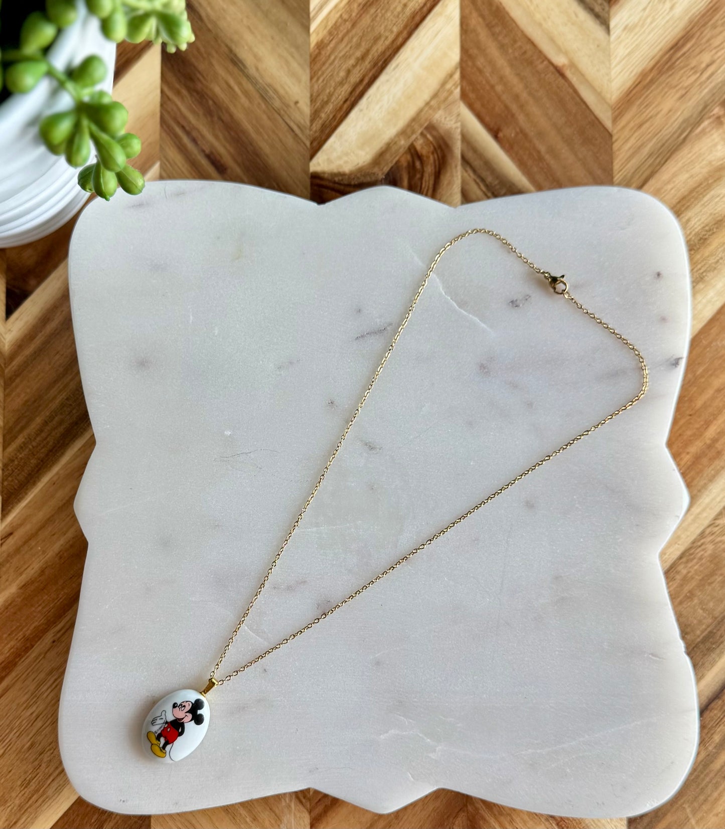 Mickey Mouse Large Porcelain Pendant Necklace