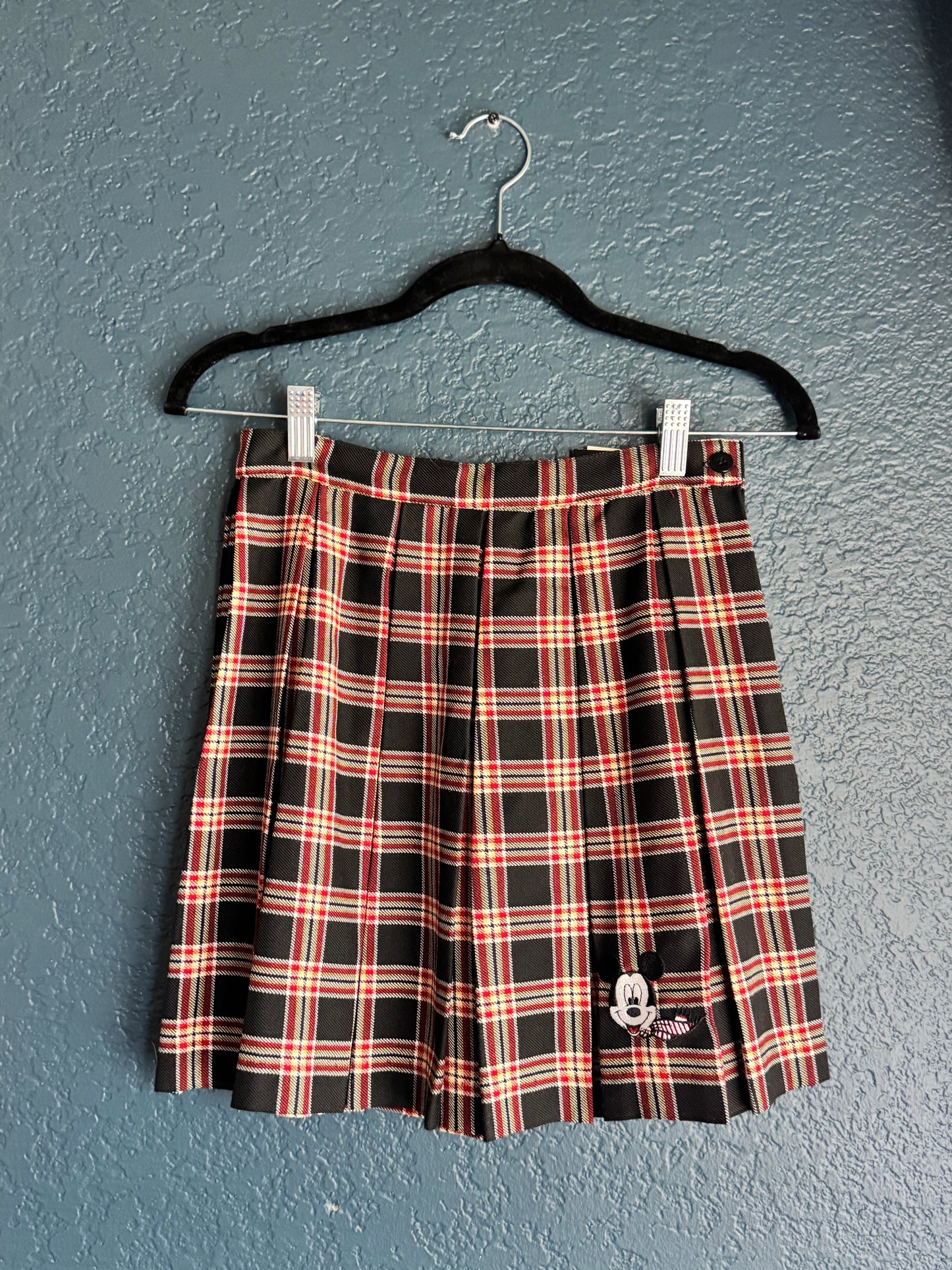 Black/Red Embroidered Mickey Plaid Skirt - NWT