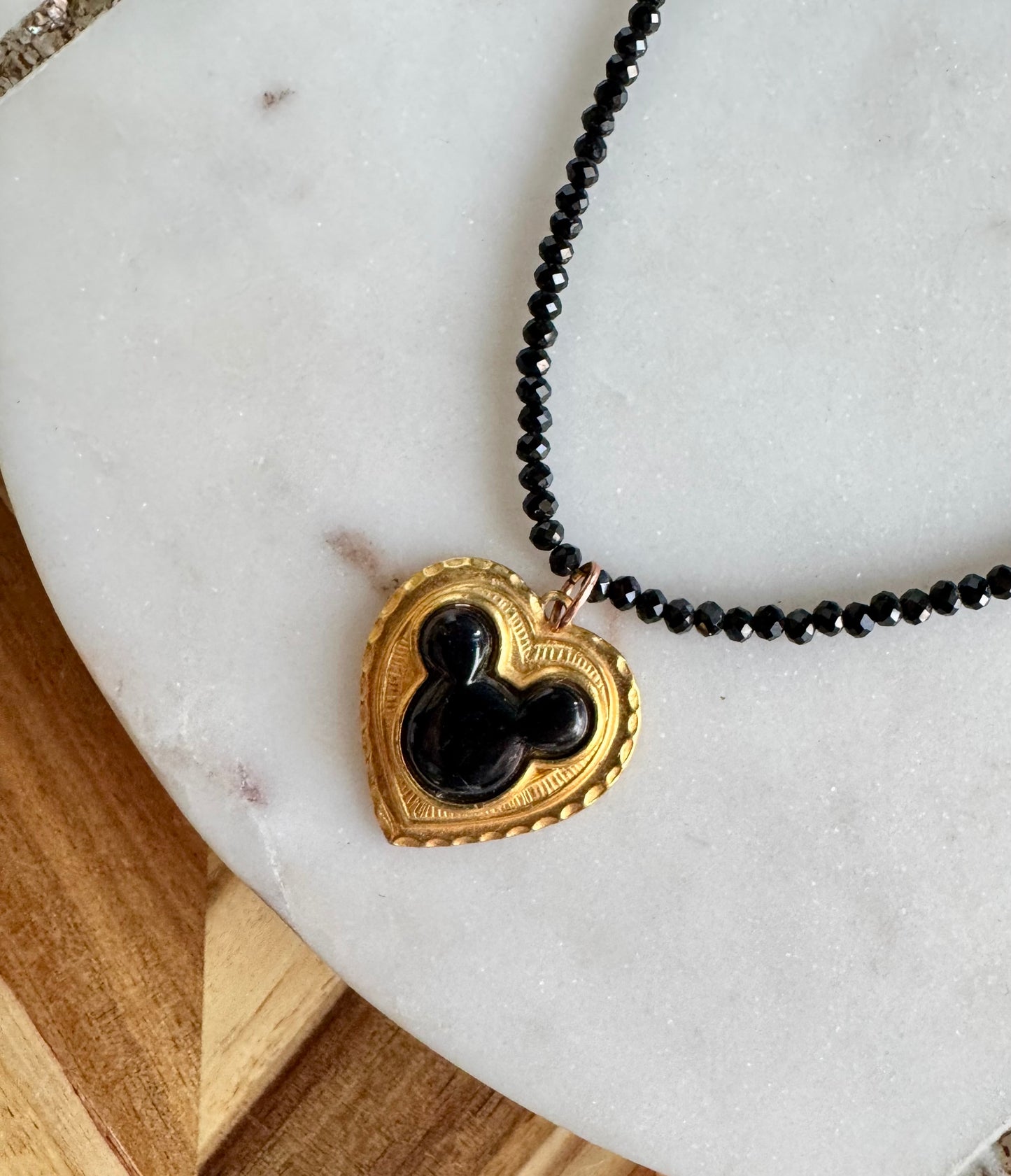 Beaded Mickey Heart Necklace