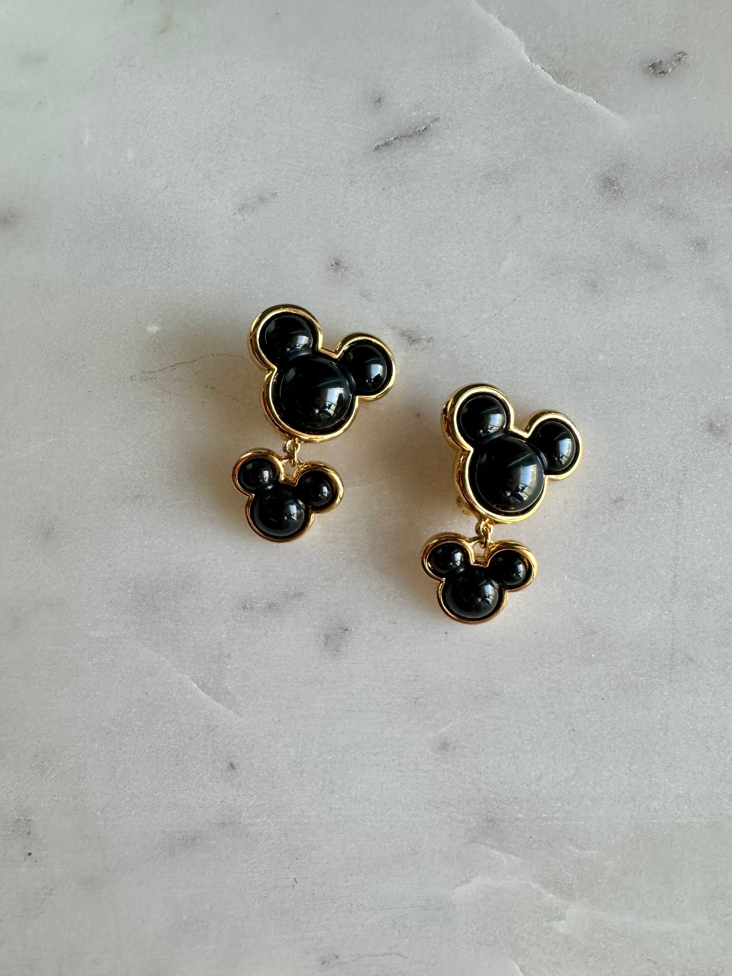 Black Drop Mickey Earrings