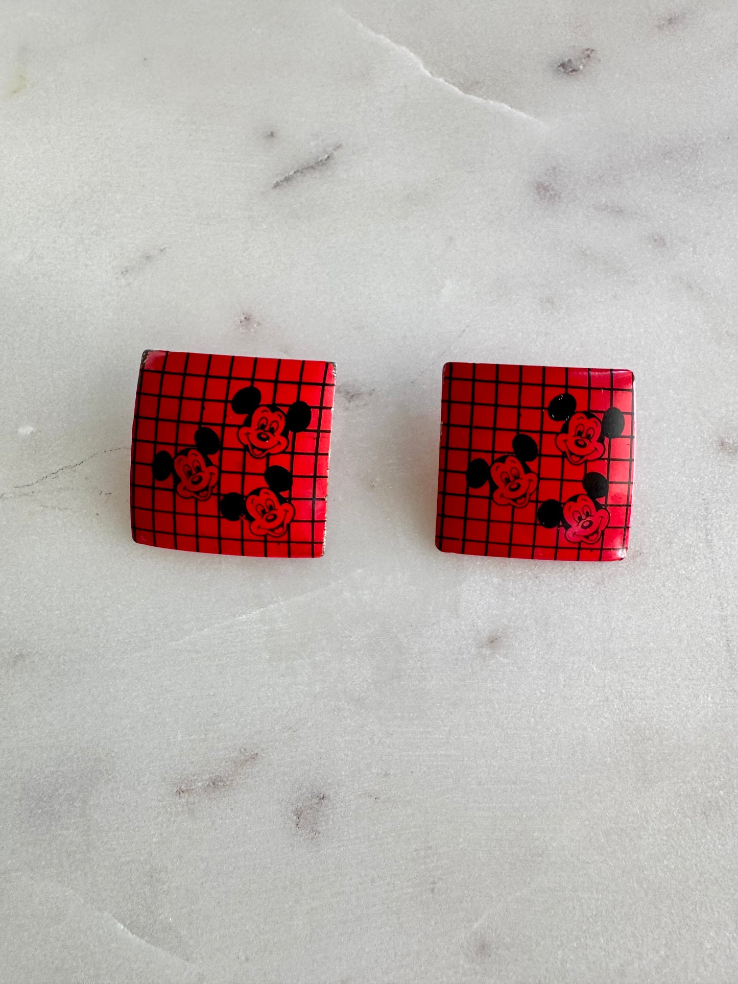 Retro Mickey Mouse Square Earrings