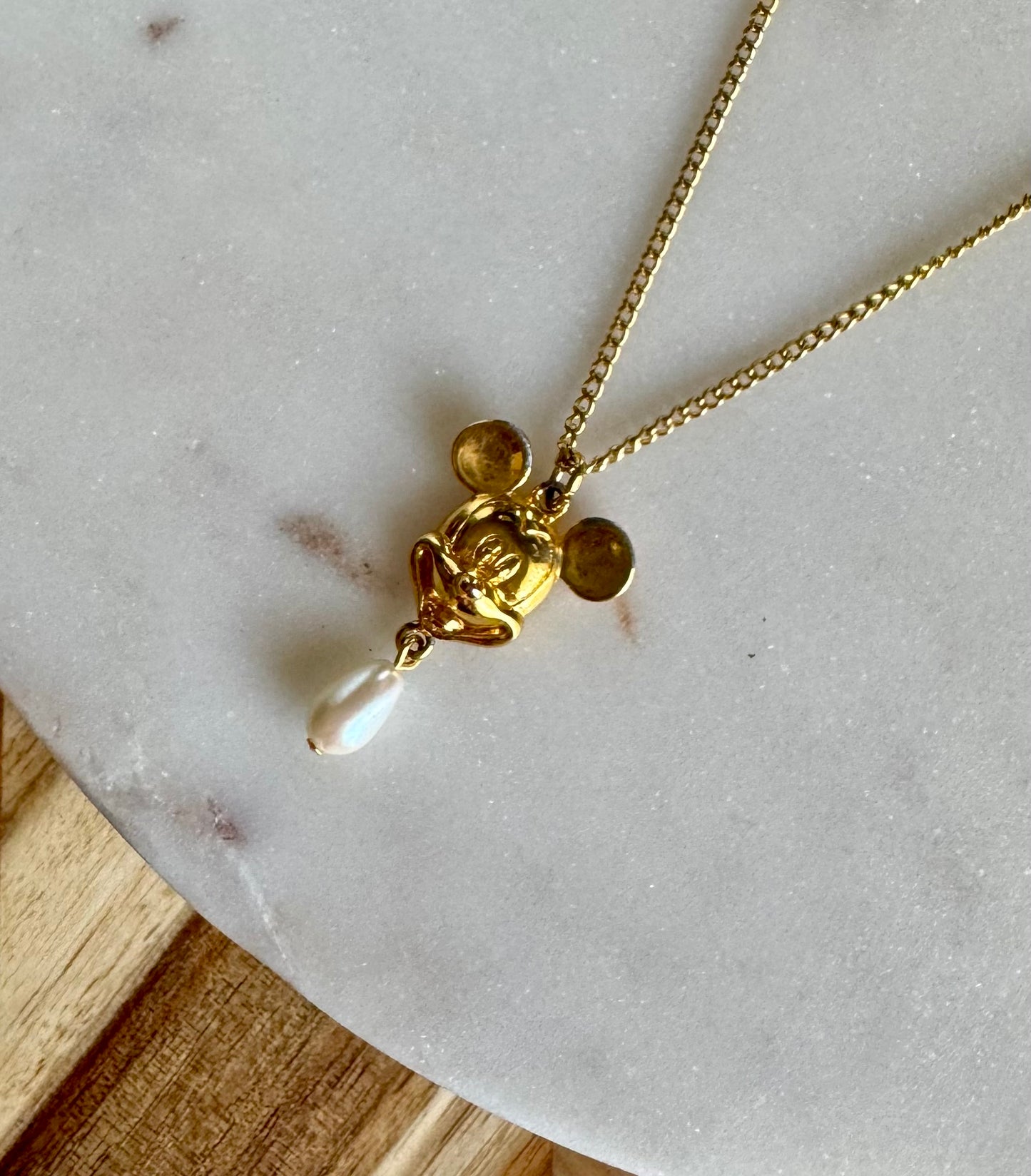 Mickey Mouse Drop Pearl Necklace