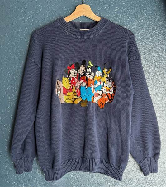 Embroidered Knit Mickey & Friends Sweater