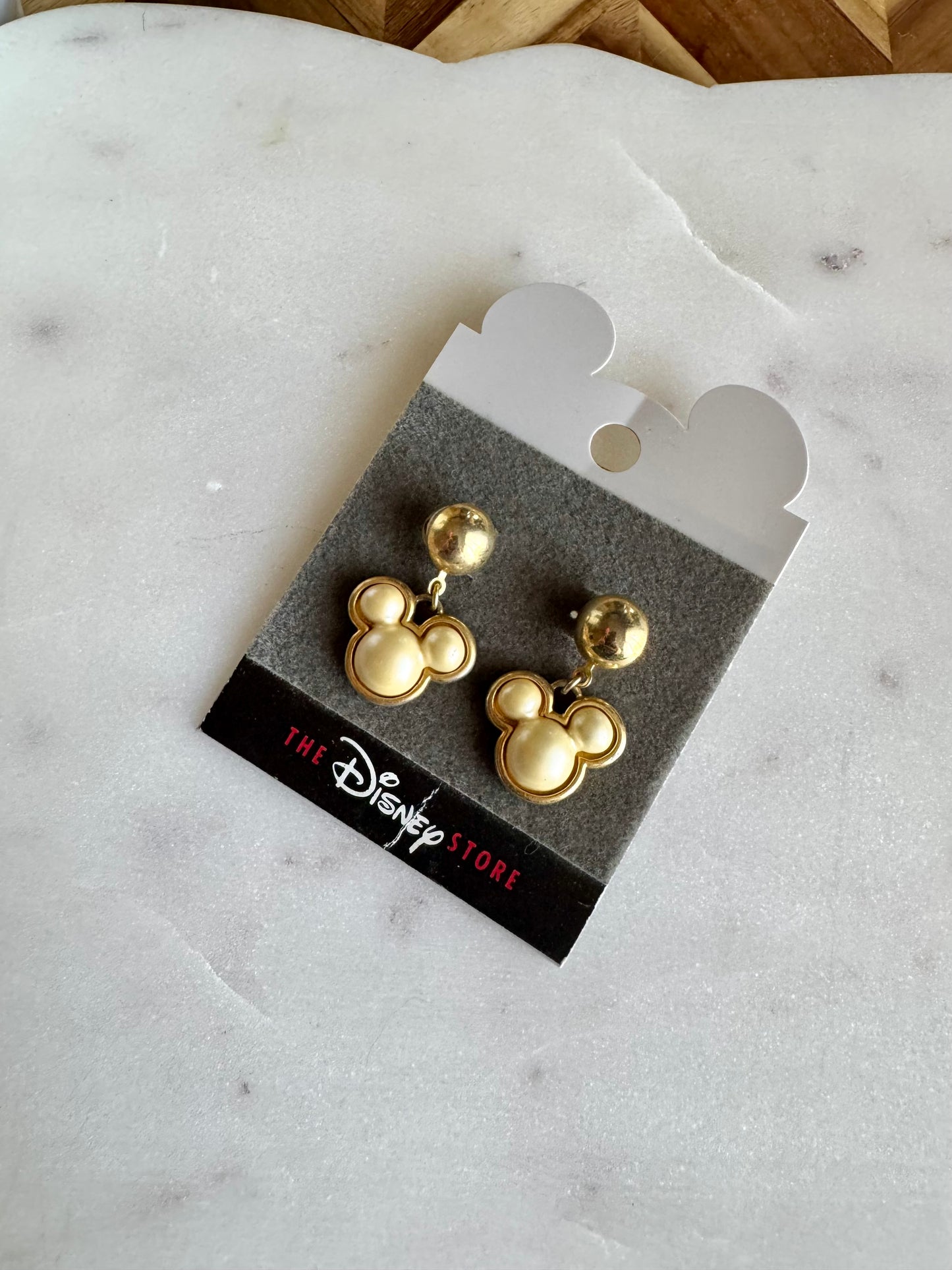 Mickey Drop Pearl Charm Earrings