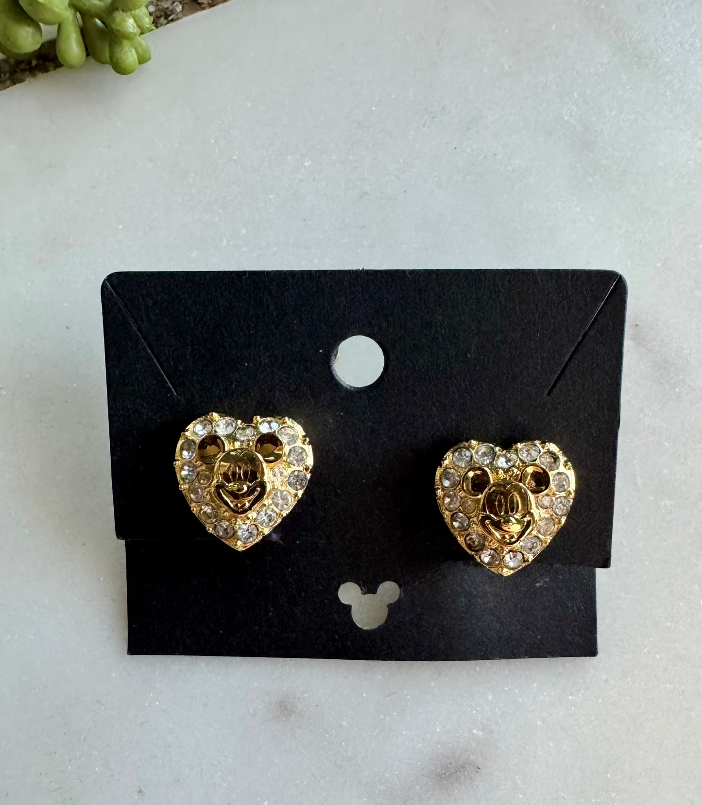 Rhinestone Mickey Heart Earrings