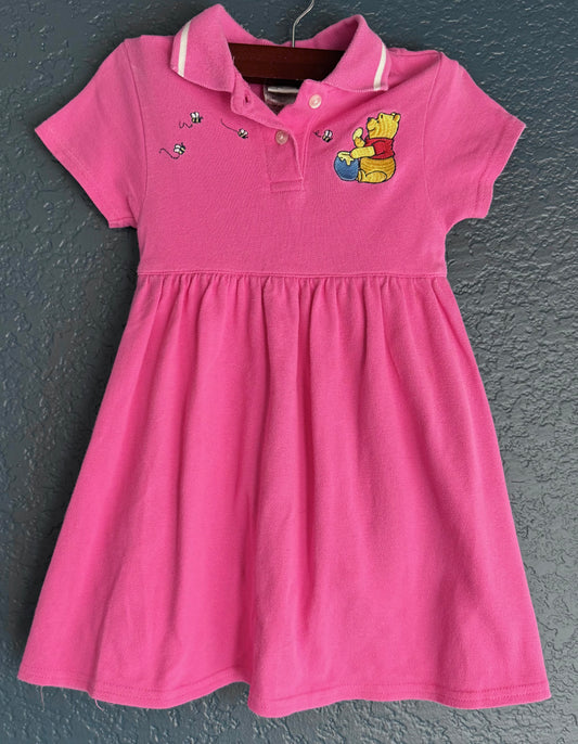 Girls Pink Embroidered Winnie the Pooh Dress