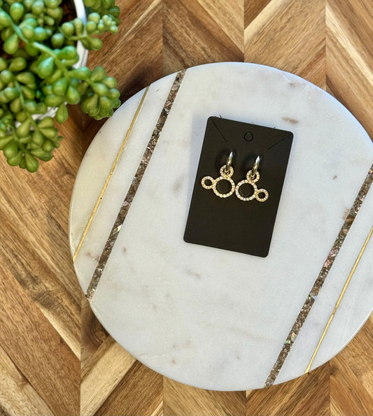 Rhinestone Mickey Mouse charm earrings