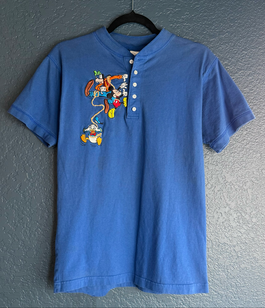 Blue Mickey & Friends Embroidered Henley Shirt