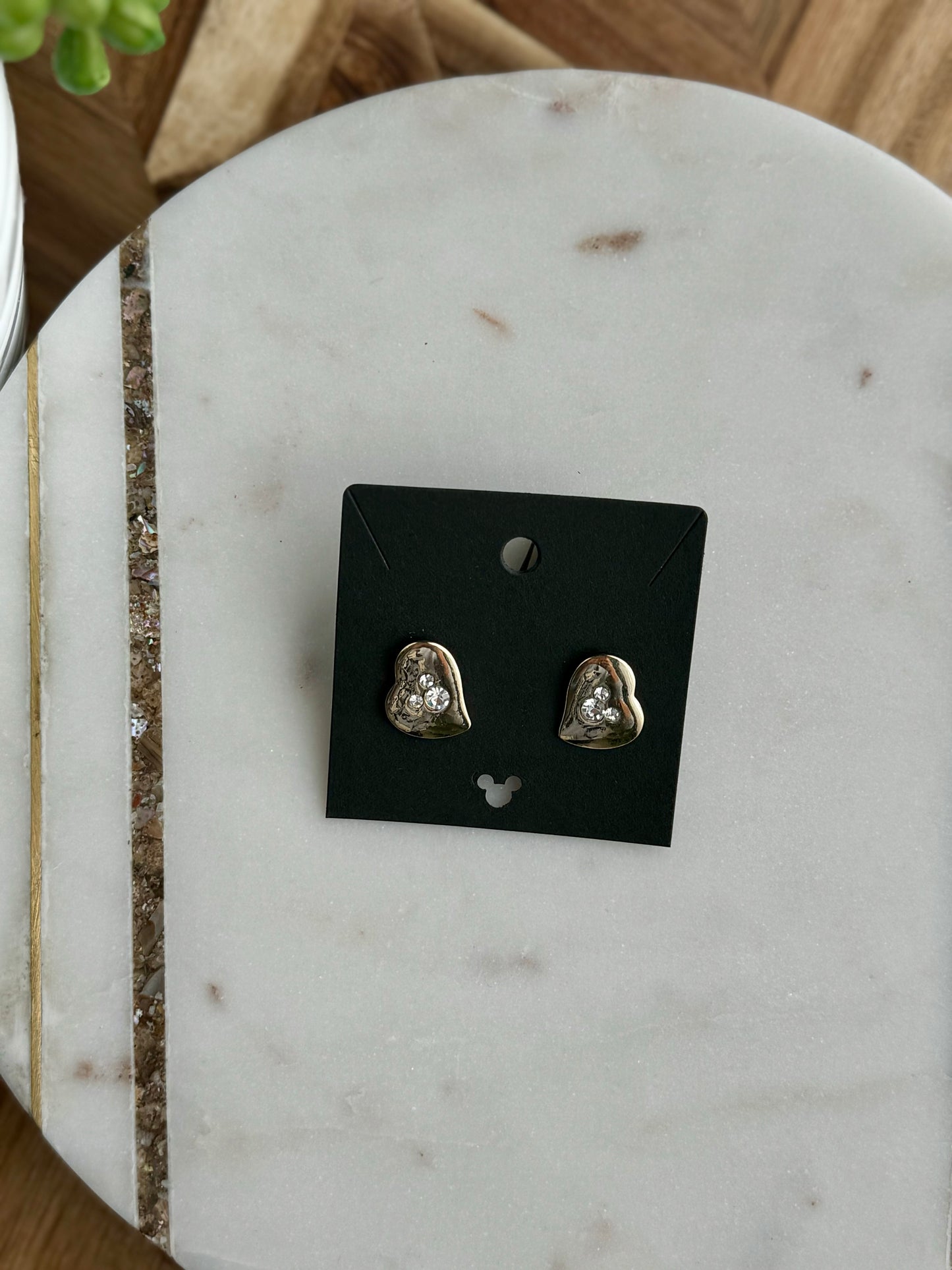 Gold Heart Mickey Mouse Earrings