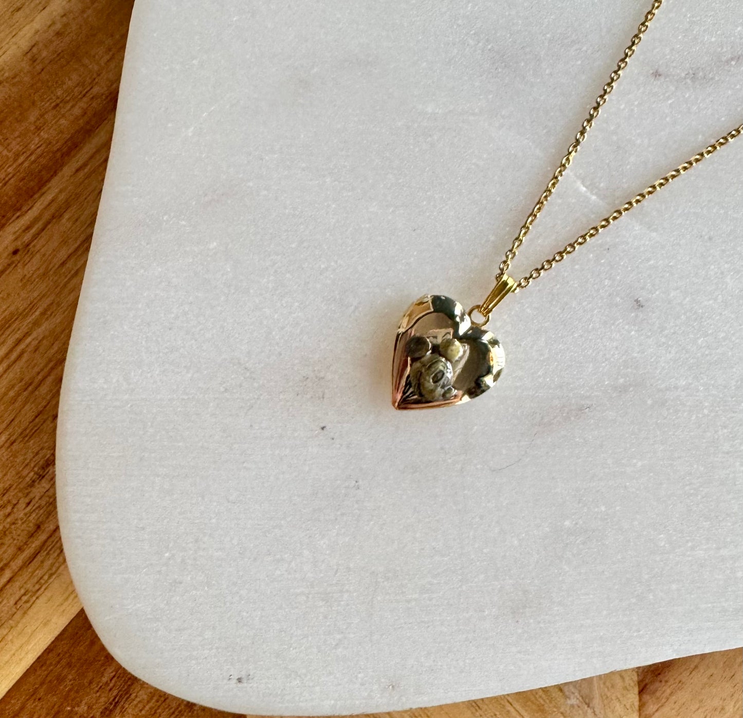 Mickey Mouse Heart Locket Necklace - Gold