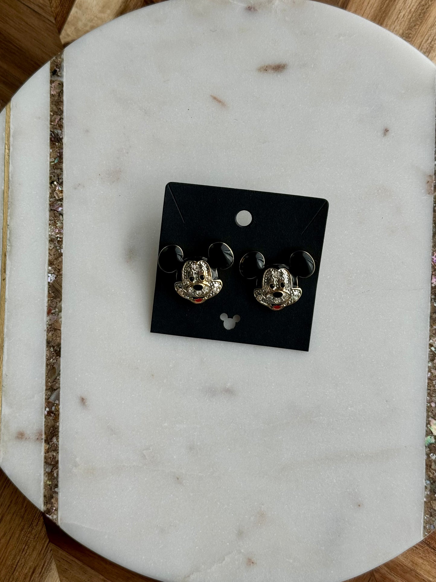 Bedazzled Mickey Mouse earrings