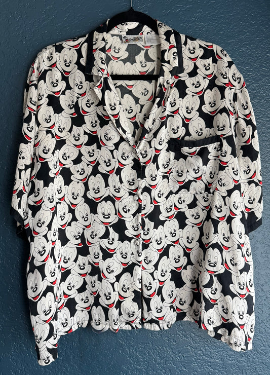 AOP Silk Mickey Mouse Top
