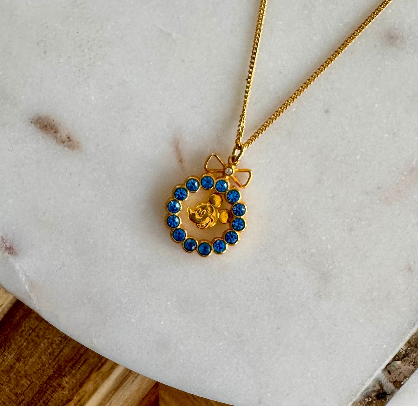 Blue Wreath Mickey Mouse Necklace