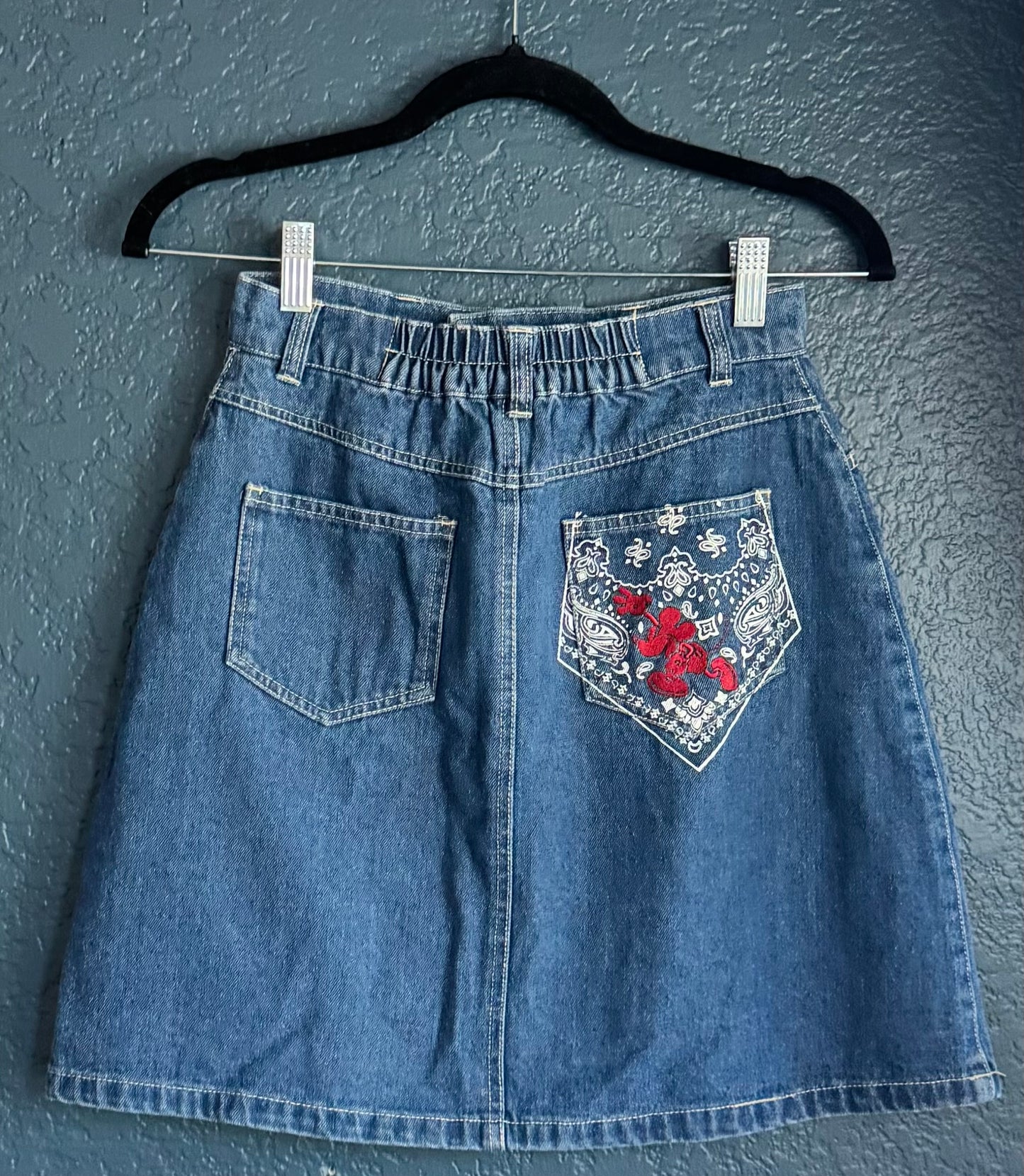Denim Paisley Pocket Mickey Skirt