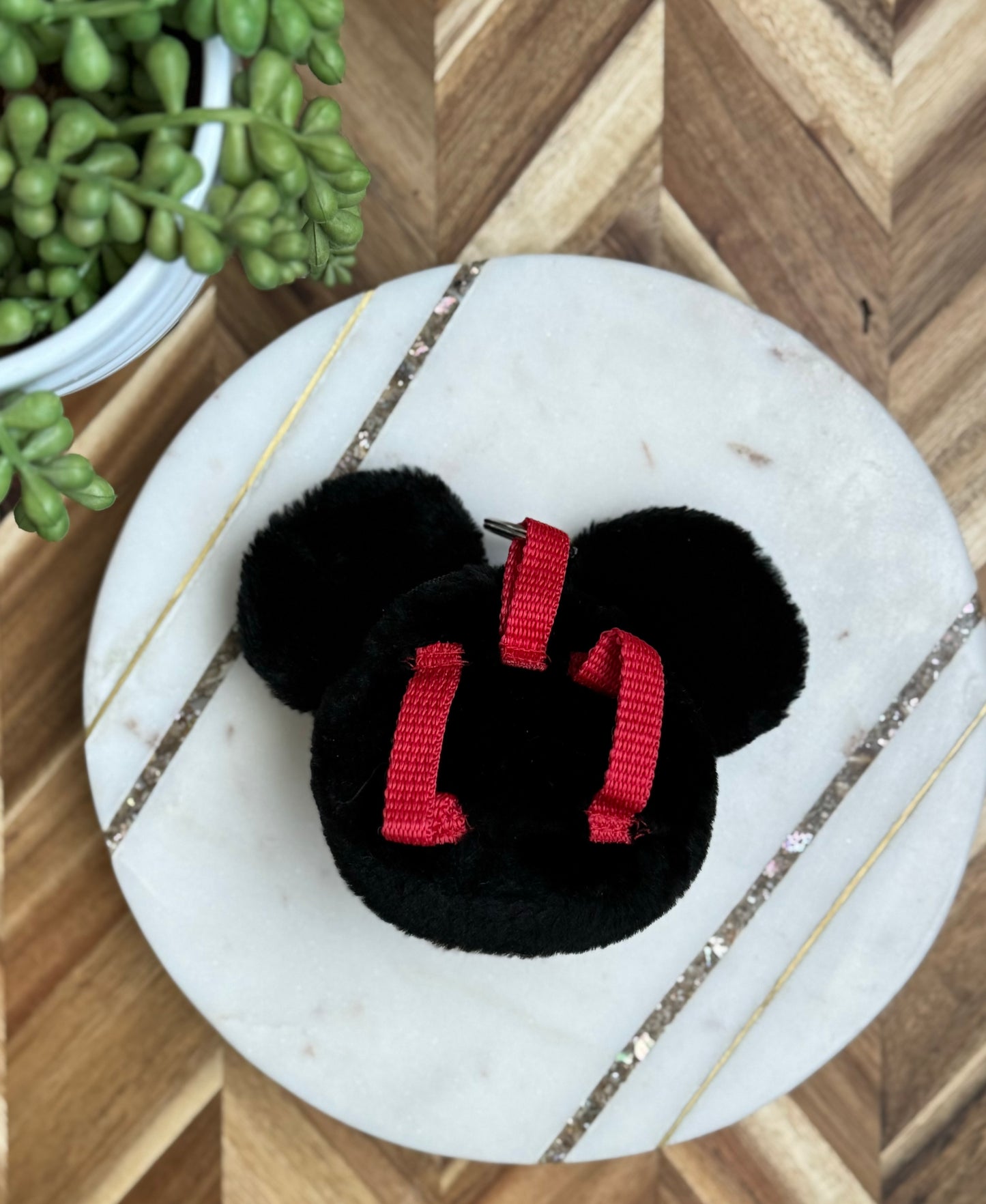 Plush Mickey Mouse Coin Pouch Keychain