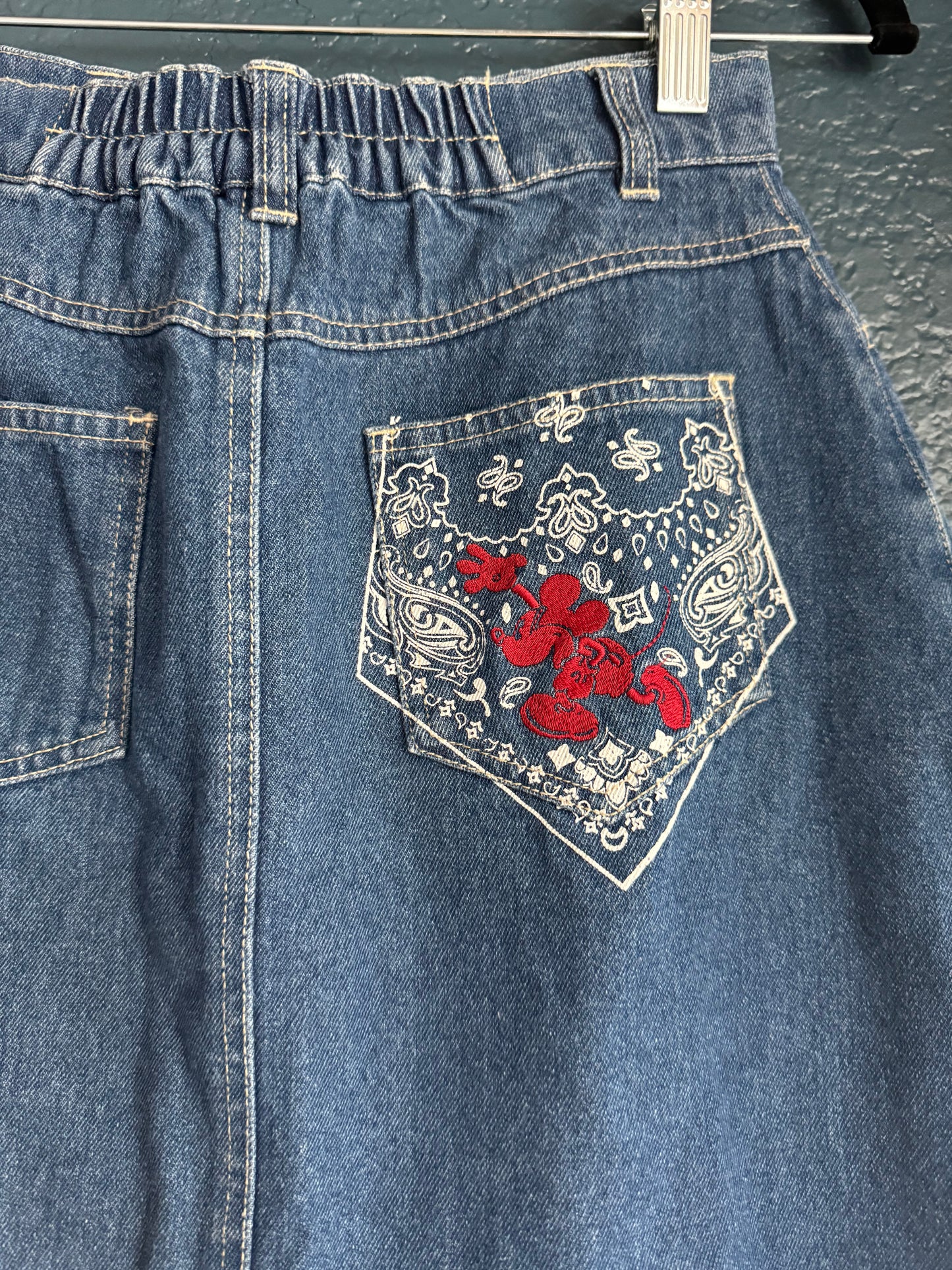 Denim Paisley Pocket Mickey Skirt