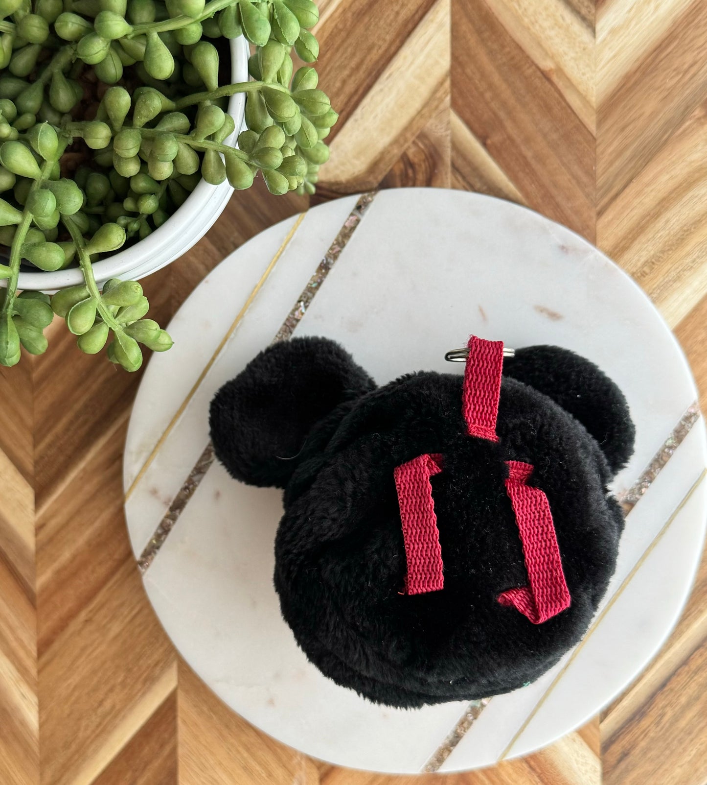 Plush Mickey Mouse Coin Pouch Keychain