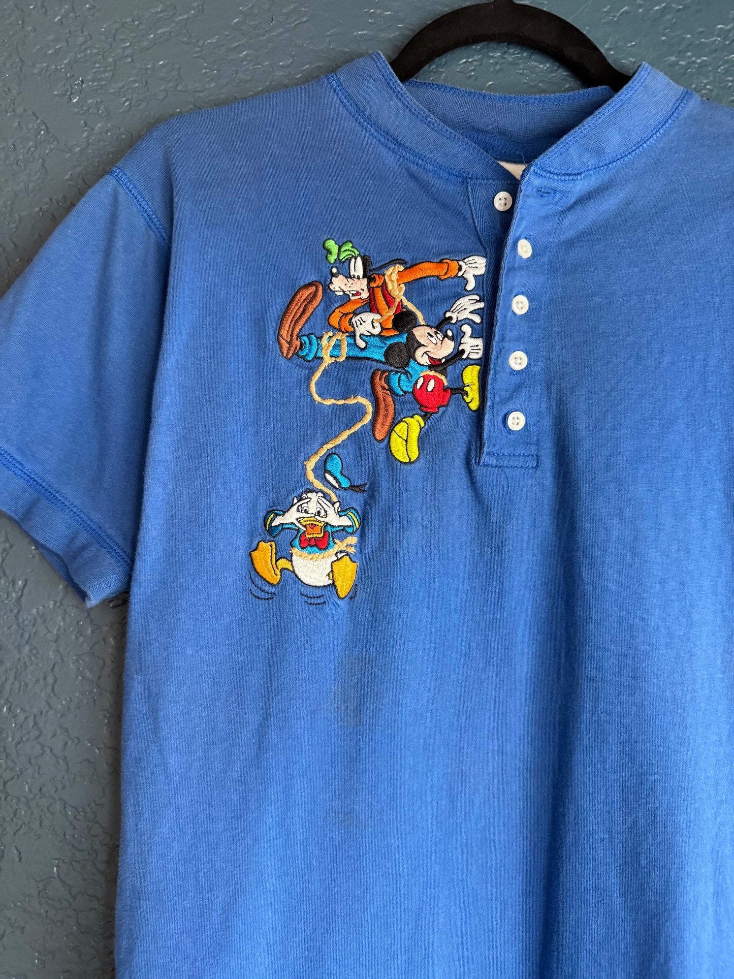 Blue Mickey & Friends Embroidered Henley Shirt