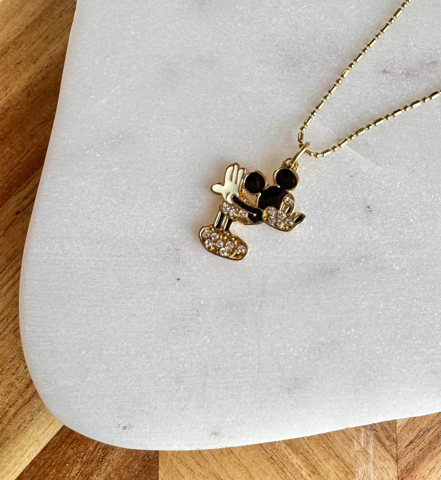 Rhinestone Mickey Mouse Necklace