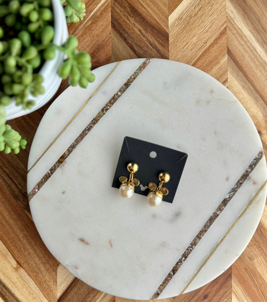 Mickey Drop Pearl Earrings