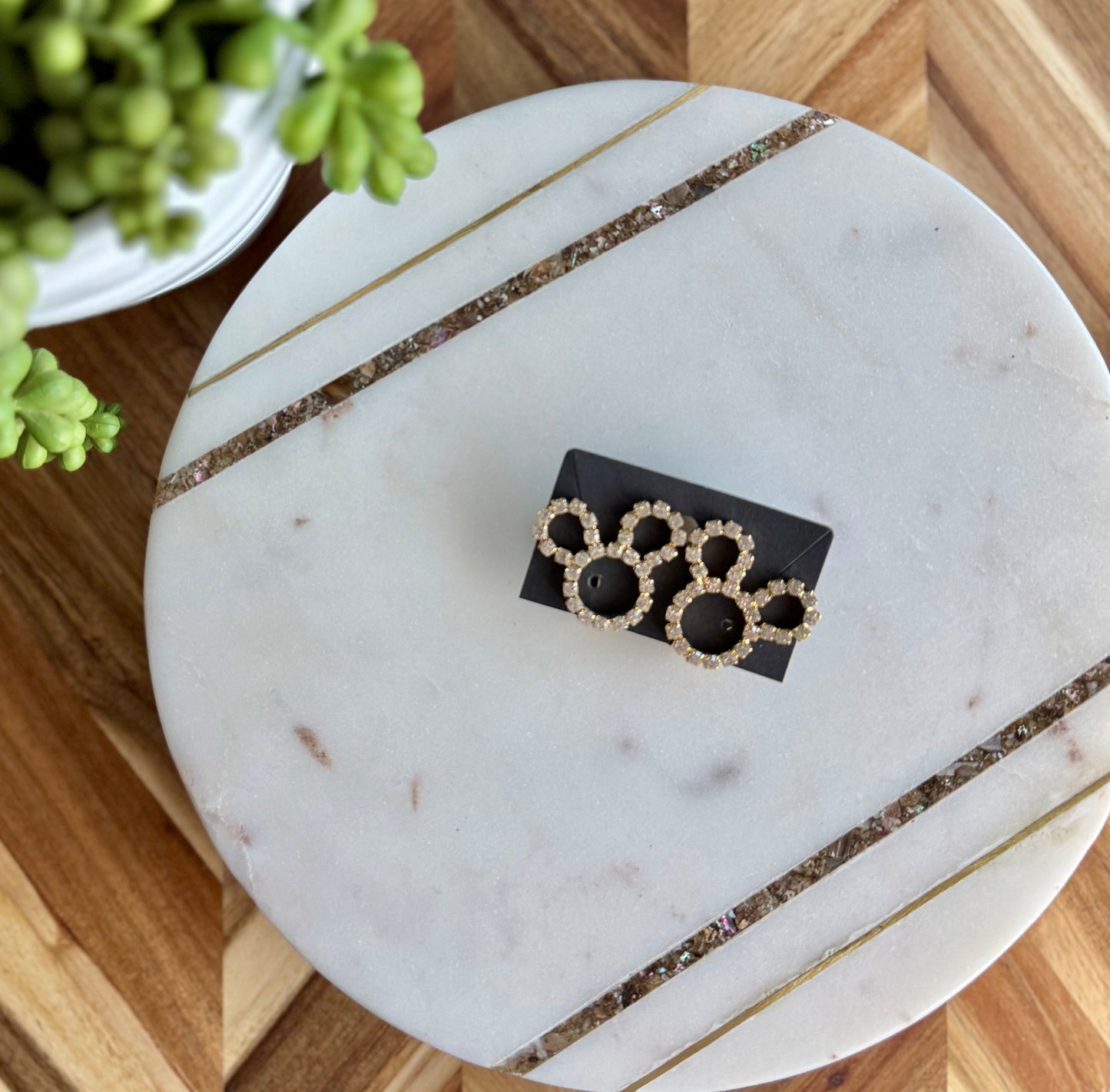 Large Mickey Mouse Rhinestone Silhouette Earrings