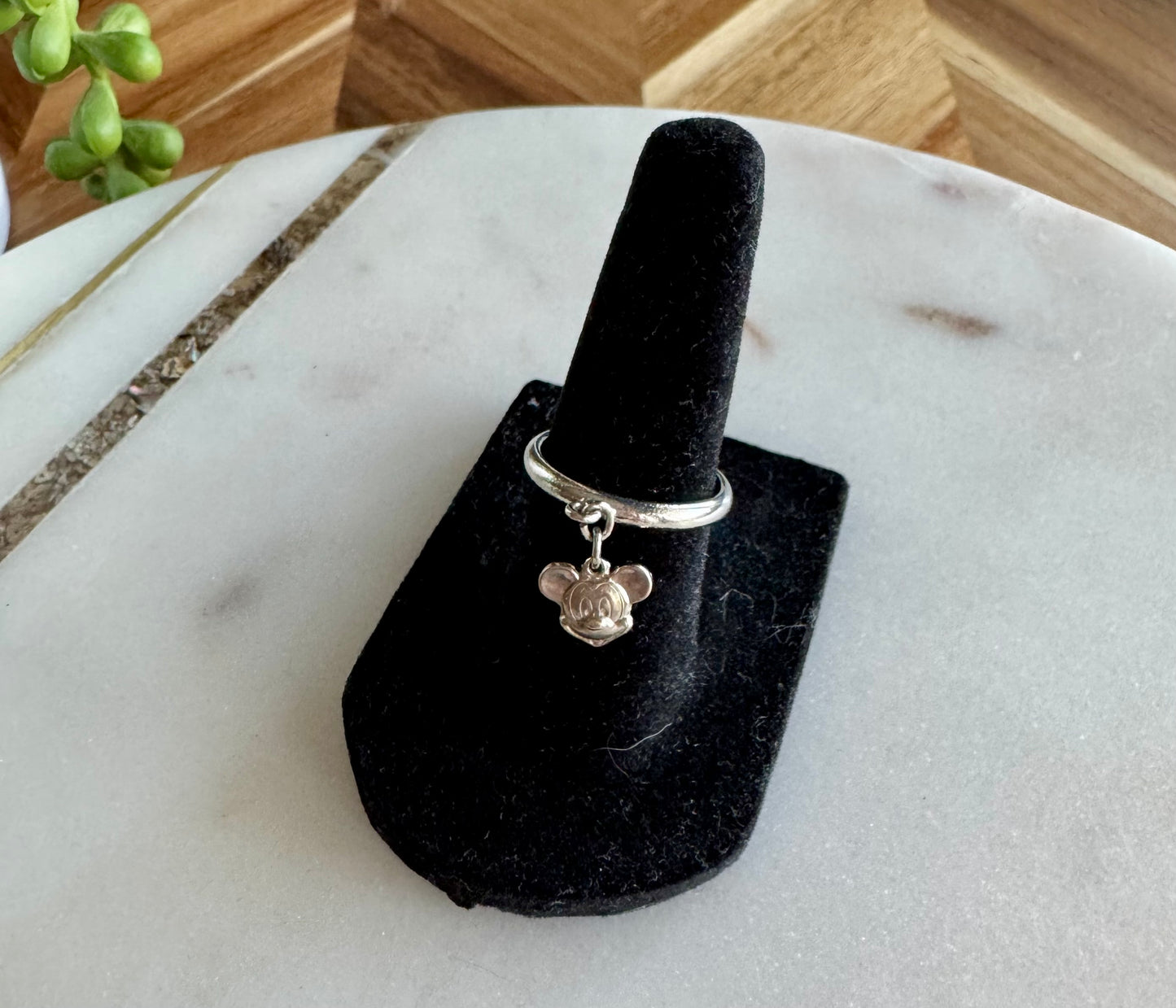 Mickey Mouse Face Charm Ring - Silver