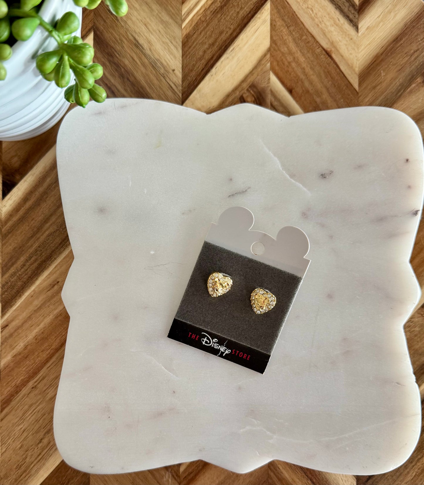 Rhinestone Mickey Heart Earrings
