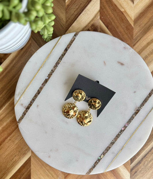 Gold Coin Drop Mickey Earrings