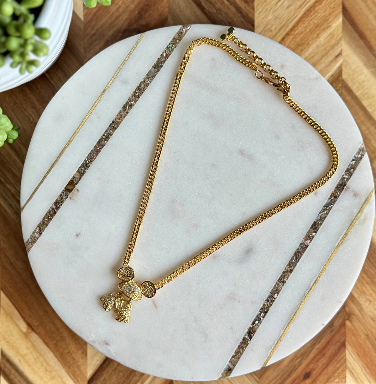 Napier Rhinestone Mickey Glove Necklace