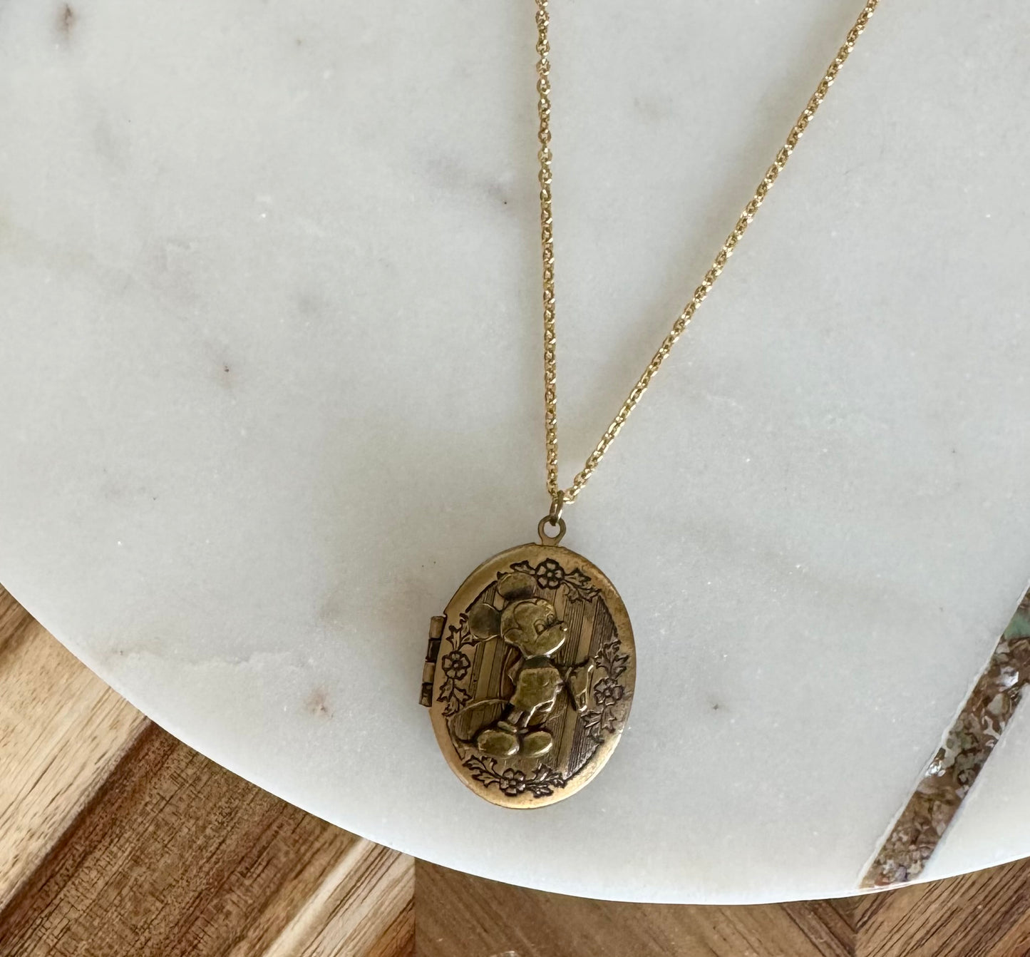 Mickey Mouse Flower Locket Necklace