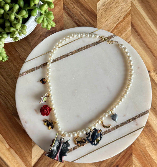 Maleficent Pearl Charm Necklace