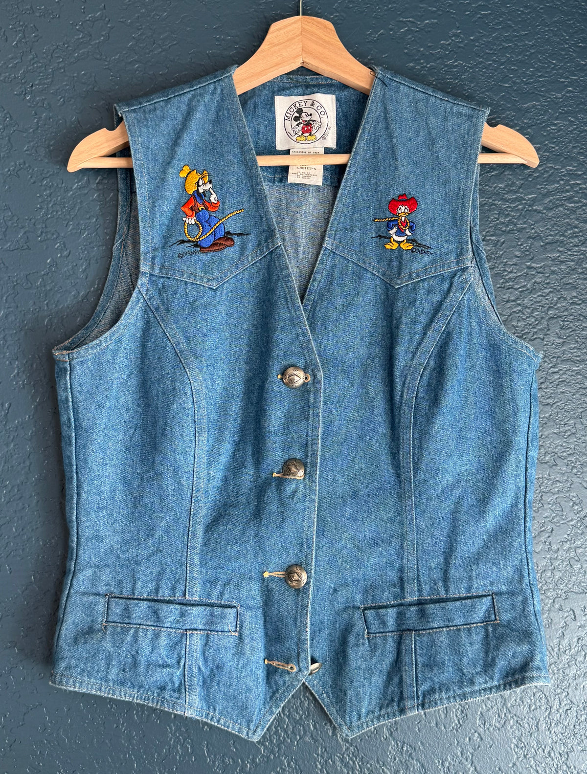 Western Embroidered Denim Donald & Goofy Vest 75