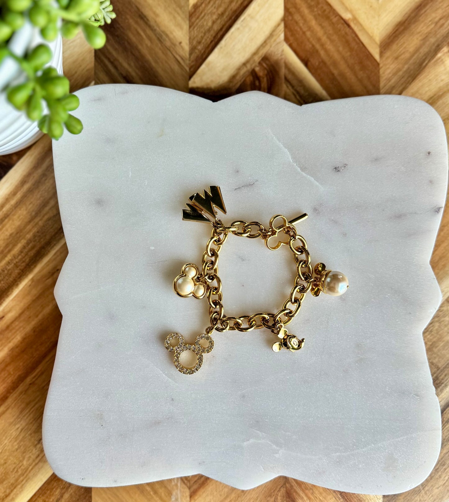 Mickey Mouse Pearl Charm Bracelet