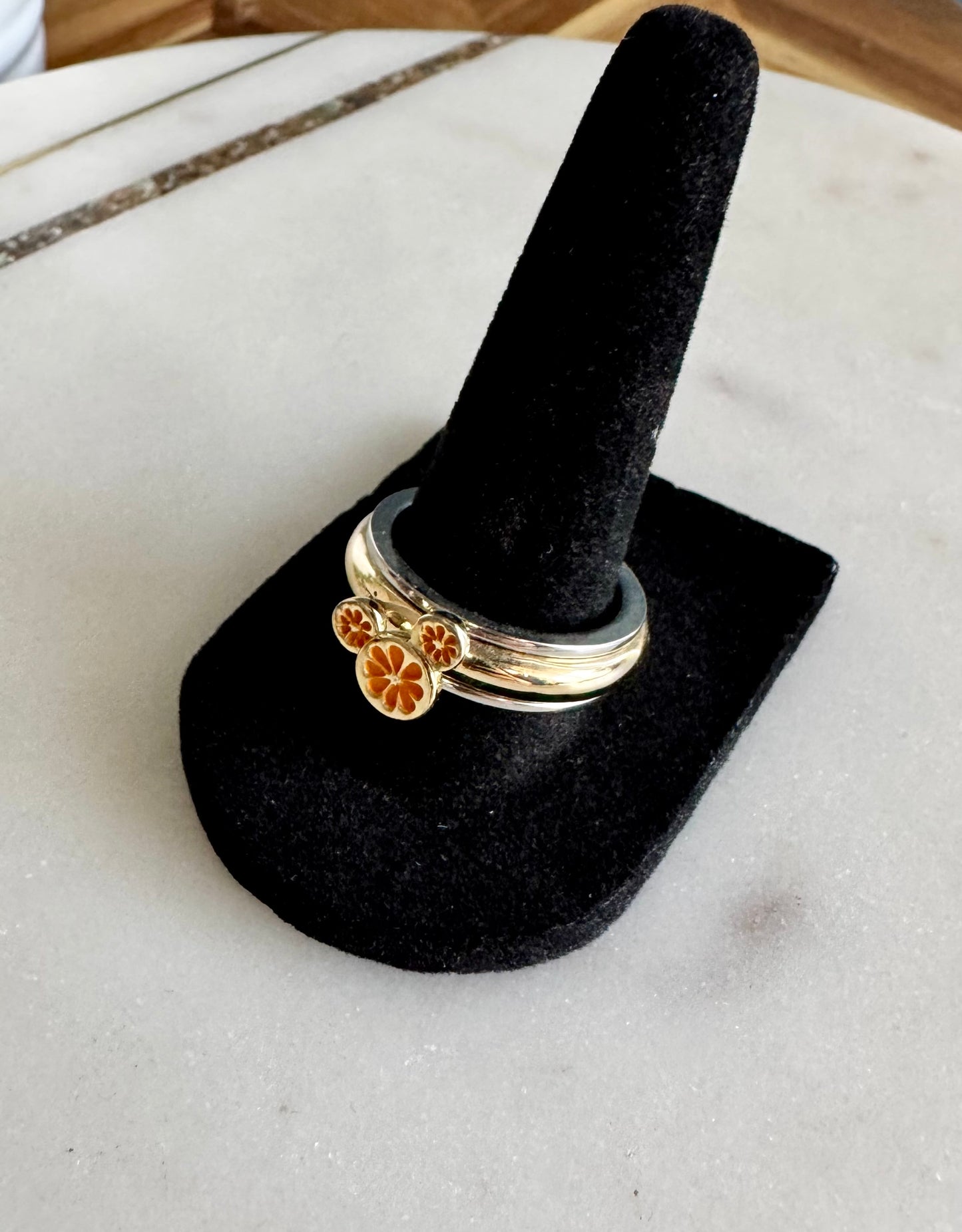 Flower Mickey Mouse Two Tone Ring