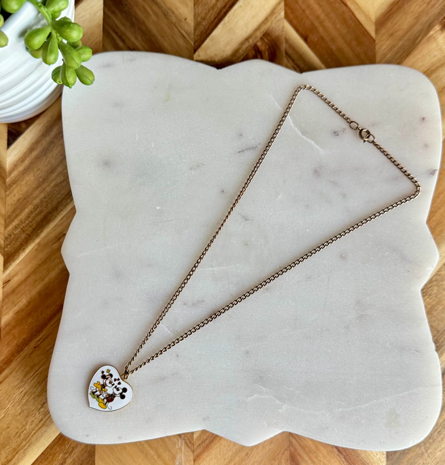 Large Mickey & Minnie Heart Necklace