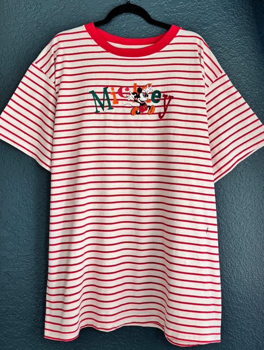 Embroidered Stripe Mickey Shirt