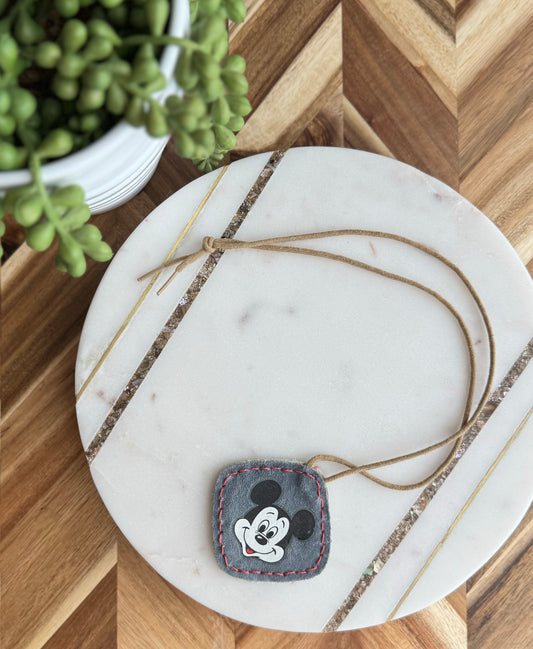 Leather Mickey Mouse Necklace